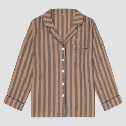 Blue Porcini Striped Linen Tencel Men's Pajama Shirt