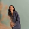 Blueberry Linen Pajama Shirt (Top Only)