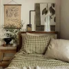 Botanical Green Gingham 100% Linen Pillowcases (Pair)