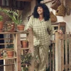 Botanical Green Gingham Linen Pajama Set