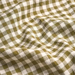 Botanical Green Gingham Linen Blend Duvet Cover