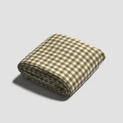 Botanical Green Gingham Linen Blend Flat Sheet
