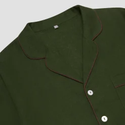 Fern Green Linen Tencel Men's Pajama Shirt
