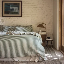 Fern Green Pembroke Stripe Linen Blend Pillowcase (Pair)