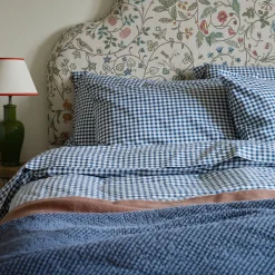 Indigo Small Gingham Cotton Pillowcases (Pair)