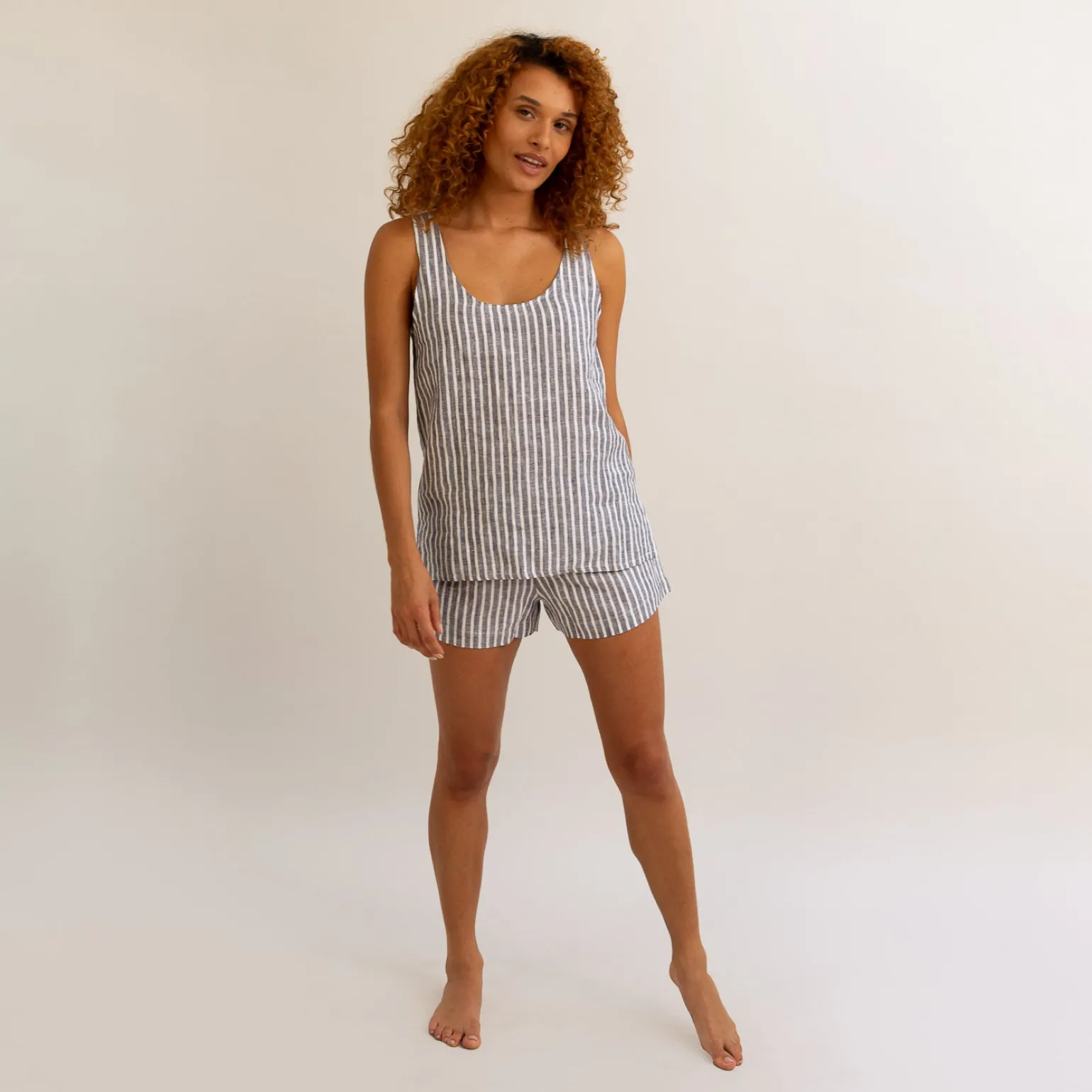 Midnight Stripe Linen Cami Top