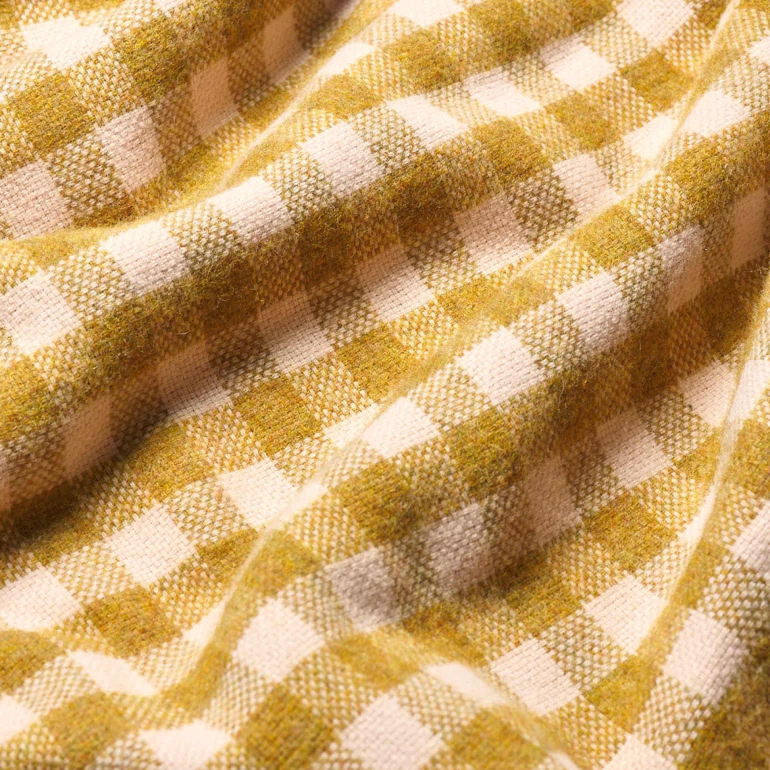 Ochre Gingham Wool Blanket