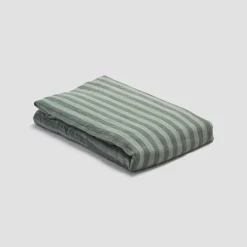 Pine Green Pembroke Stripe Linen Blend Flat Sheet
