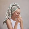 Sage Botanical Green Shoreham Stripe Cotton Towels