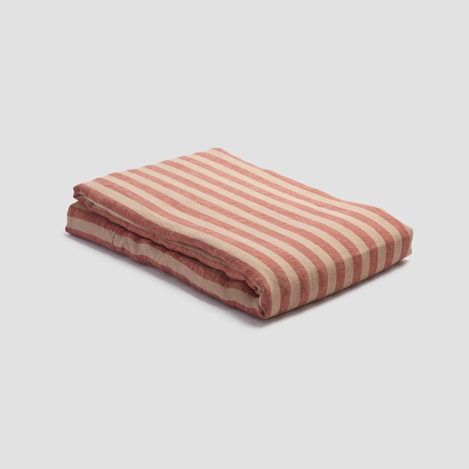 Sandstone Red Pembroke Stripe Linen Blend Flat Sheet